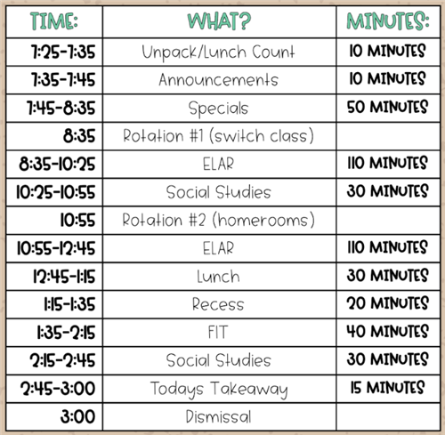 Daily Schedule 